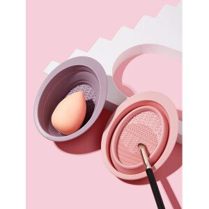 Makeup Brush Puff Cleaning Bowl Silica Gel Foldable Portable Beauty Egg Cleaning Tool For Women