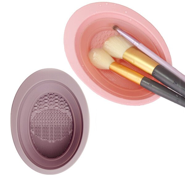 Makeup Brush Puff Cleaning Bowl Silica Gel Foldable Portable Beauty Egg Cleaning Tool For Women - Imagen 4