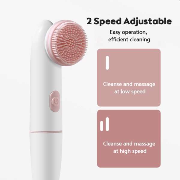Electric Facial Cleanser Waterproof Vibrating Face Cleaning Brush 2 Speed Face Deep Washing Massaging Device Battery Powered - Imagen 2