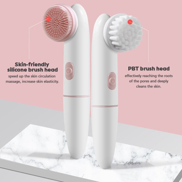 Electric Facial Cleanser Waterproof Vibrating Face Cleaning Brush 2 Speed Face Deep Washing Massaging Device Battery Powered - Imagen 3