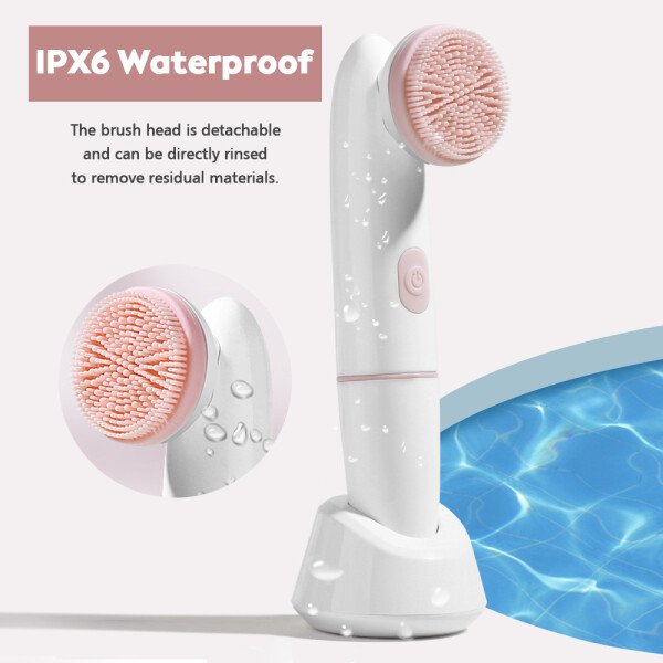 Electric Facial Cleanser Waterproof Vibrating Face Cleaning Brush 2 Speed Face Deep Washing Massaging Device Battery Powered - Imagen 6