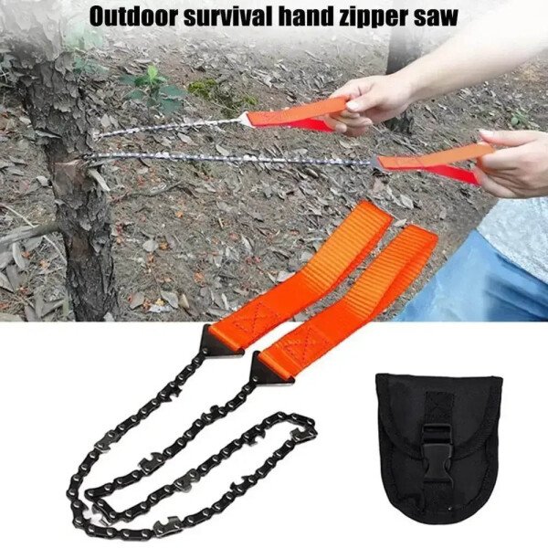1pc Portable Survival Chain Saw Chainsaws Emergency Camping Hiking Tool Pocket Hand Tool Pouch Outdoor Pocket Chain Saw