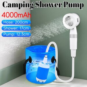 Outdoor Electric Shower Portable Shower Pump Rechargeable Waterproof Sprinkler Shower Head for Camping Travel Pet Watering