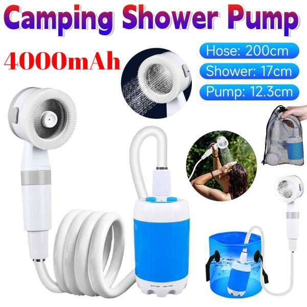 Outdoor Electric Shower Portable Shower Pump Rechargeable Waterproof Sprinkler Shower Head for Camping Travel Pet Watering - Imagen 2
