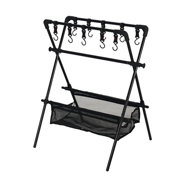 Outdoor Foldable Storage Rack, Camping Multifunction Tableware Tripod, Storage Shelf With Drying Net - Image 6