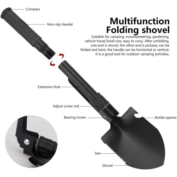 Engineer Shovel Military Shovel Outdoor Multifunctional Folding Camping Shovel Garden Hoe Digging Tool Kit Fishing Shovel - Imagen 2