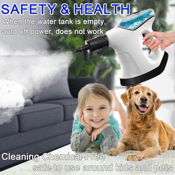 Limpiador de vapor de mano para el hogar, limpiador de vapor de mano de calor inmediato 10S, con tanque de agua grande visualizado y 9 accesorios y bloqueo de seguridad, para cocina, sofá, suelo - Imagen 5