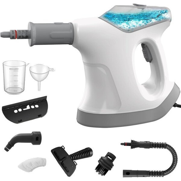 Limpiador de vapor de mano para el hogar, limpiador de vapor de mano de calor inmediato 10S, con tanque de agua grande visualizado y 9 accesorios y bloqueo de seguridad, para cocina, sofá, suelo - Imagen 8