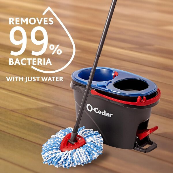 O-Cedar RinseClean - Sistema de trapeador giratorio y cubeta | Limpia con agua limpia | Elimina el 99% de las bacterias - Imagen 6