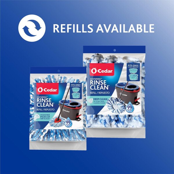 O-Cedar RinseClean - Sistema de trapeador giratorio y cubeta | Limpia con agua limpia | Elimina el 99% de las bacterias - Imagen 12