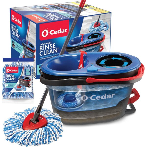 O-Cedar RinseClean - Sistema de trapeador giratorio y cubeta | Limpia con agua limpia | Elimina el 99% de las bacterias - Imagen 22