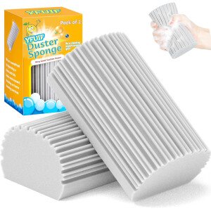 Esponja húmeda sacudidor, herramienta de limpieza, borrador mágico, para limpiar persianas, vidrio, rejillas de ventilación, barandillas, espejos, ranuras de ventana y grifos, Paquete de 2
