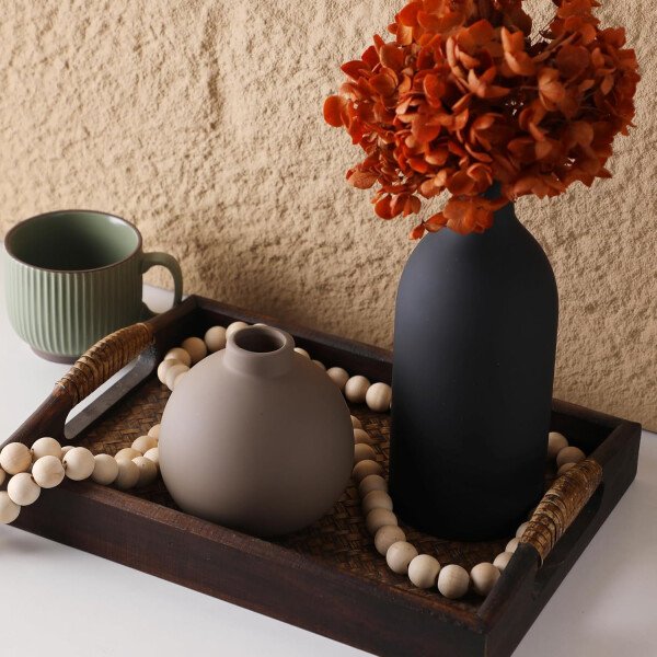 Juego de 3 jarrones de cerámica para decoración del hogar, decoración rústica de granja, jarrones de cerámica para ramo, hierba de pampa, flores frescas secas, sala de estar, cocina, dormitorio, baño, - Imagen 4