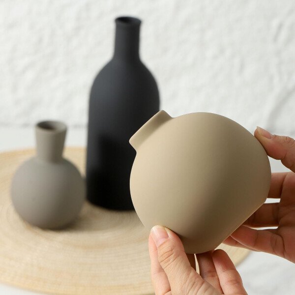 Juego de 3 jarrones de cerámica para decoración del hogar, decoración rústica de granja, jarrones de cerámica para ramo, hierba de pampa, flores frescas secas, sala de estar, cocina, dormitorio, baño, - Imagen 10