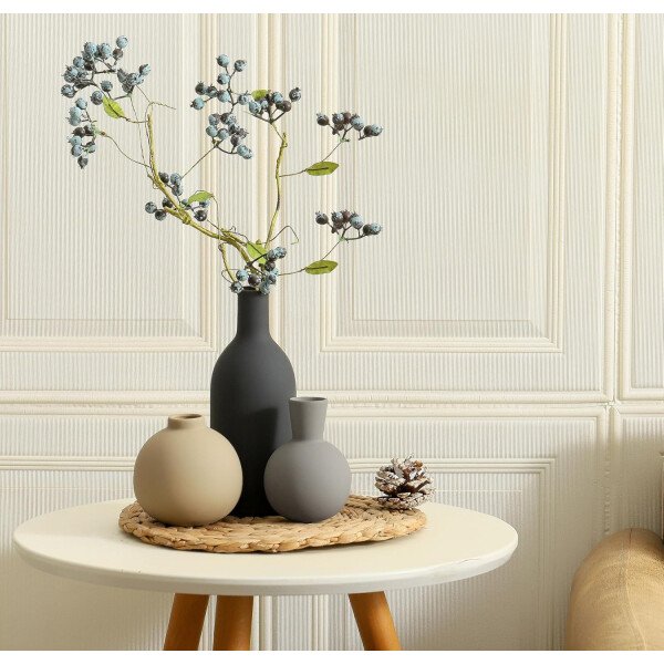 Juego de 3 jarrones de cerámica para decoración del hogar, decoración rústica de granja, jarrones de cerámica para ramo, hierba de pampa, flores frescas secas, sala de estar, cocina, dormitorio, baño, - Imagen 14