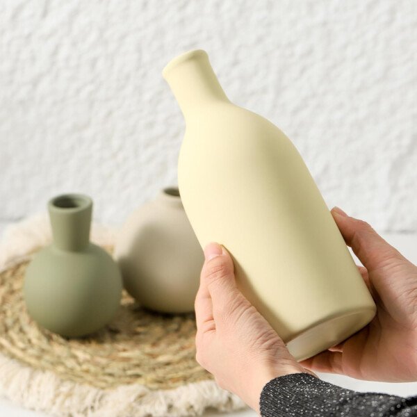 Juego de 3 jarrones de cerámica para decoración del hogar, decoración rústica de granja, jarrones de cerámica para ramo, hierba de pampa, flores frescas secas, sala de estar, cocina, dormitorio, baño, - Imagen 34