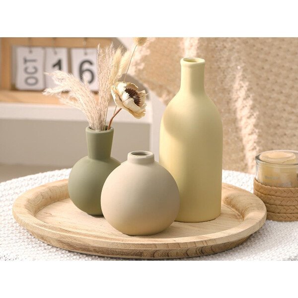 Juego de 3 jarrones de cerámica para decoración del hogar, decoración rústica de granja, jarrones de cerámica para ramo, hierba de pampa, flores frescas secas, sala de estar, cocina, dormitorio, baño, - Imagen 36