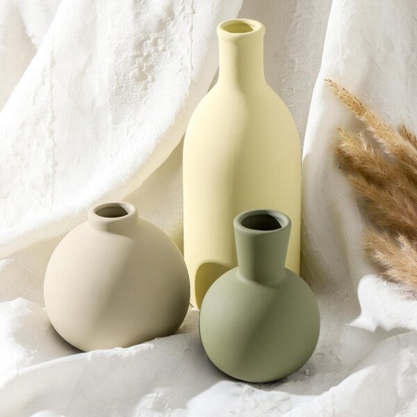 Juego de 3 jarrones de cerámica para decoración del hogar, decoración rústica de granja, jarrones de cerámica para ramo, hierba de pampa, flores frescas secas, sala de estar, cocina, dormitorio, baño, - Imagen 37