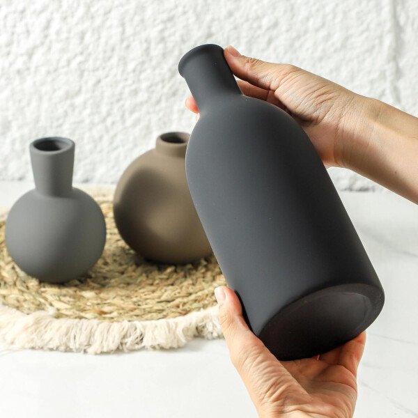 Juego de 3 jarrones de cerámica para decoración del hogar, decoración rústica de granja, jarrones de cerámica para ramo, hierba de pampa, flores frescas secas, sala de estar, cocina, dormitorio, baño, - Imagen 42
