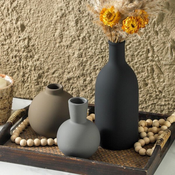 Juego de 3 jarrones de cerámica para decoración del hogar, decoración rústica de granja, jarrones de cerámica para ramo, hierba de pampa, flores frescas secas, sala de estar, cocina, dormitorio, baño, - Imagen 45