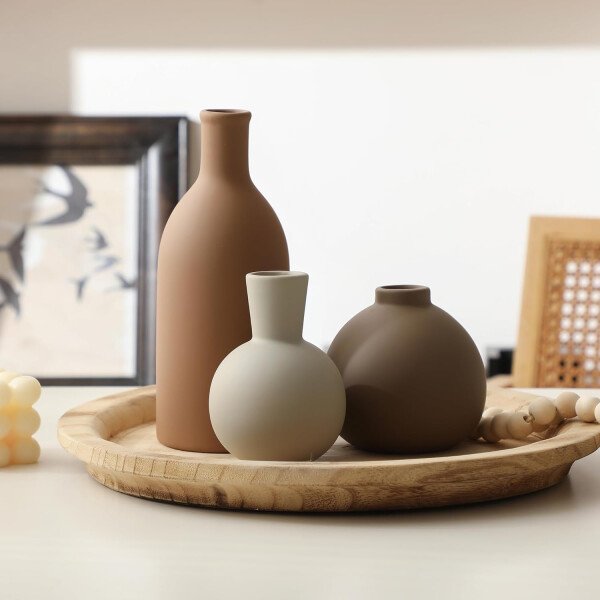Juego de 3 jarrones de cerámica para decoración del hogar, decoración rústica de granja, jarrones de cerámica para ramo, hierba de pampa, flores frescas secas, sala de estar, cocina, dormitorio, baño, - Imagen 55