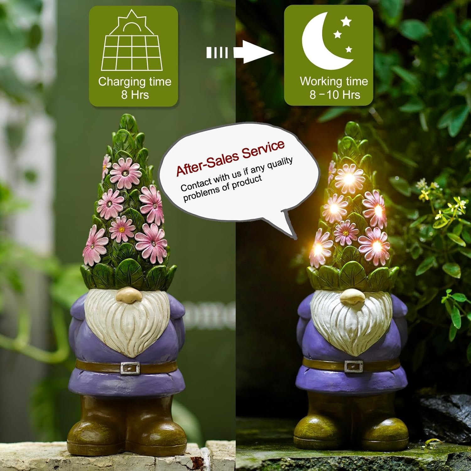 Nacome - Estatua de jardín solar con suculentas y 7 luces led, decoración de césped al aire libre, estatua de tortuga para patio, balcón, patio, adorno de césped, inauguración de la casa única (tortuga). - Imagen 11