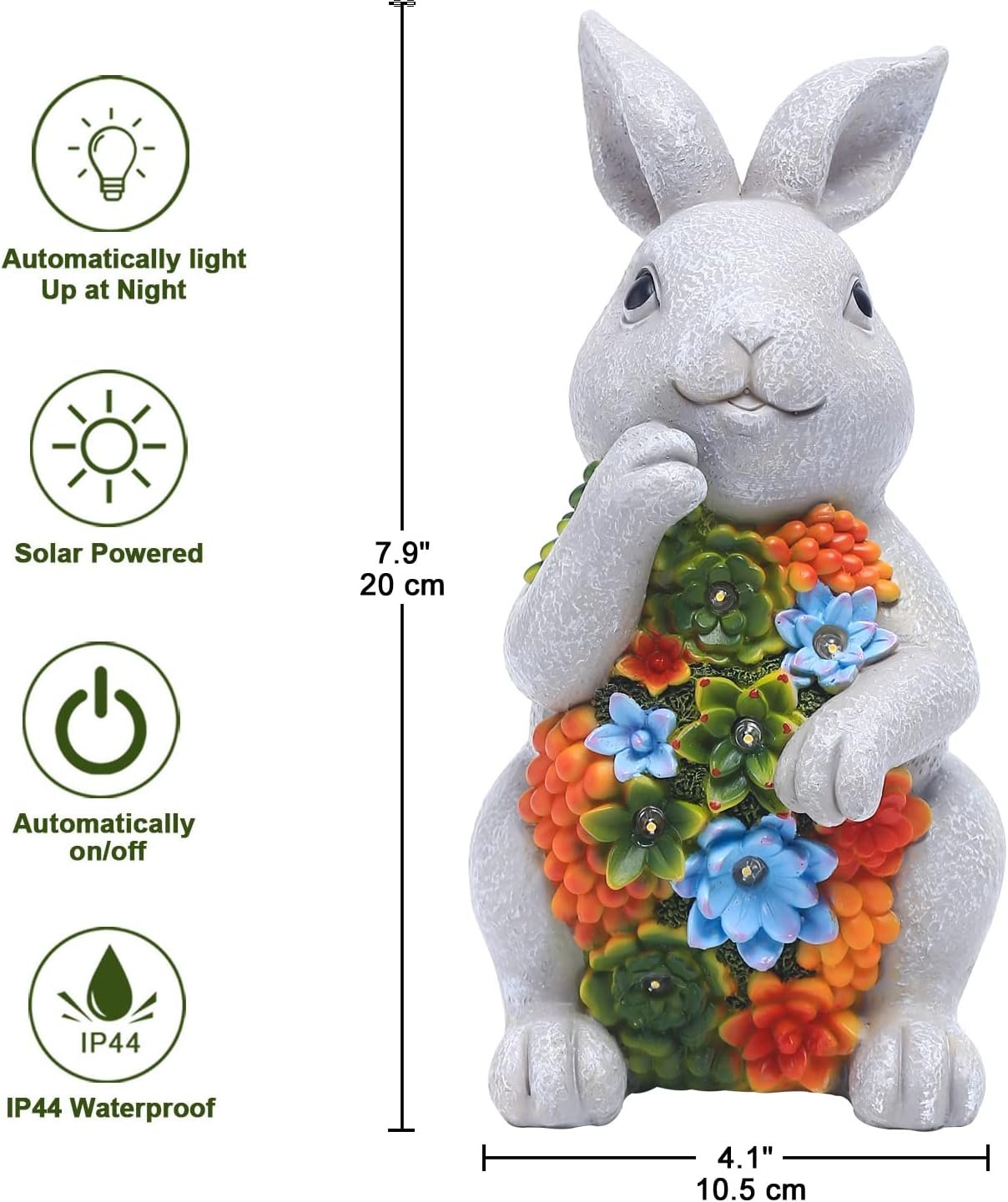 Nacome - Estatua de jardín solar con suculentas y 7 luces led, decoración de césped al aire libre, estatua de tortuga para patio, balcón, patio, adorno de césped, inauguración de la casa única (tortuga). - Imagen 15