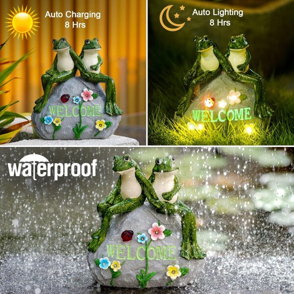 Nacome - Estatua de jardín solar con suculentas y 7 luces led, decoración de césped al aire libre, estatua de tortuga para patio, balcón, patio, adorno de césped, inauguración de la casa única (tortuga). - Imagen 25