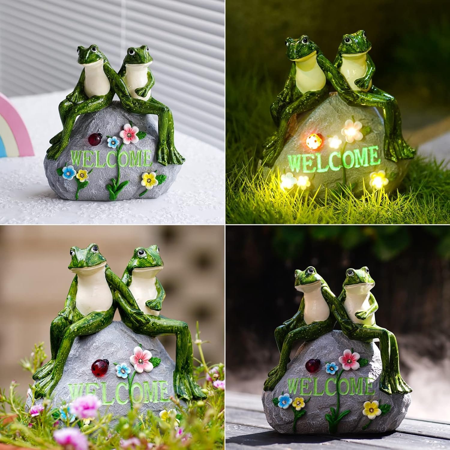 Nacome - Estatua de jardín solar con suculentas y 7 luces led, decoración de césped al aire libre, estatua de tortuga para patio, balcón, patio, adorno de césped, inauguración de la casa única (tortuga). - Imagen 26