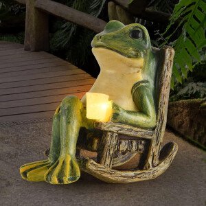 Estatua de jardín de rana en miniatura, regalos para el hogar, decoración de Halloween, accesorios de jardín de hadas, luces exteriores, decoración solar de rana de jardín, regalo de
