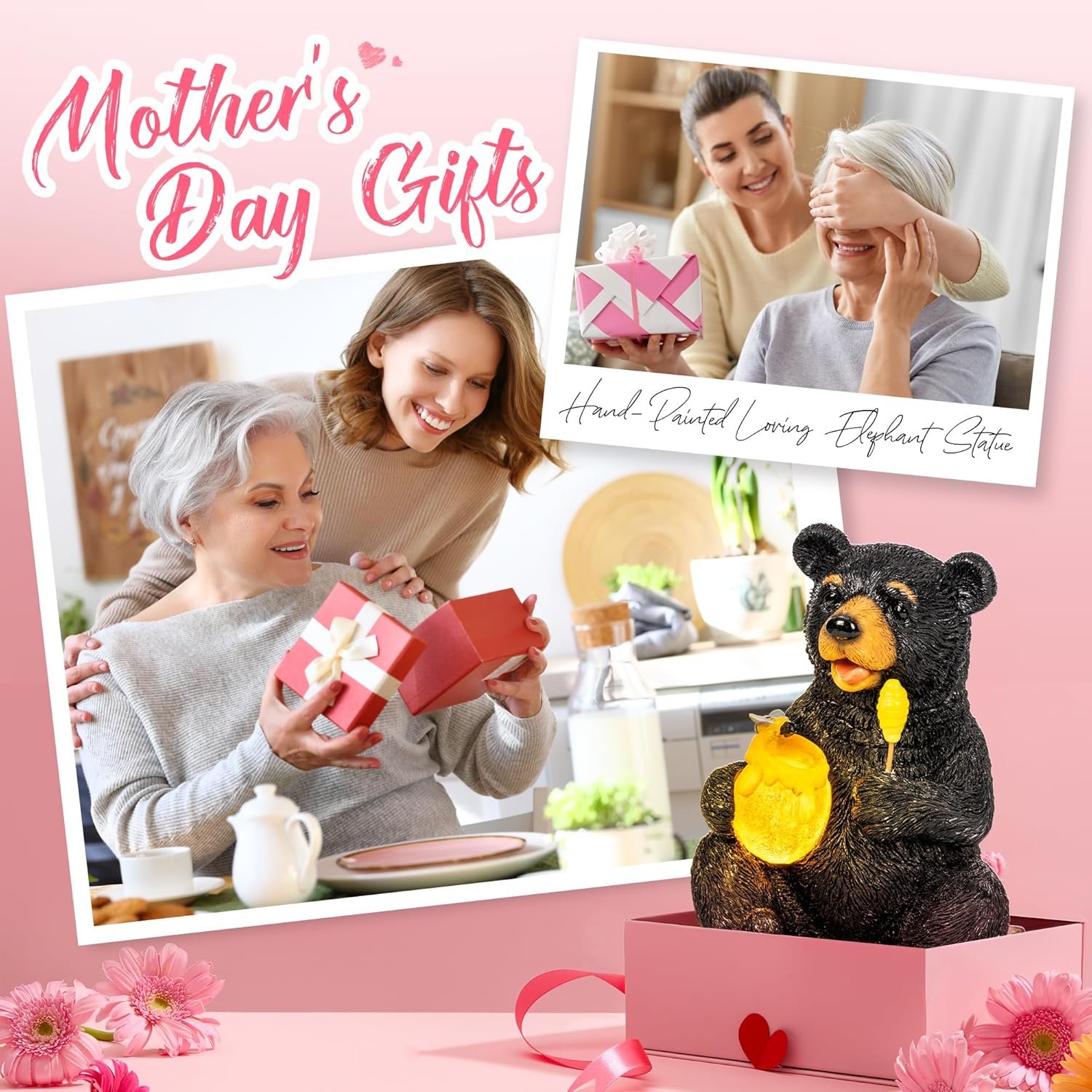 GIGALUMI Decoración solar para jardín, estatuas de elefante de riego al aire libre, regalos de cumpleaños para mujeres, mamá, abuela, anciano, adorno de elefante para balcón, jardín, patio, césped - Imagen 19