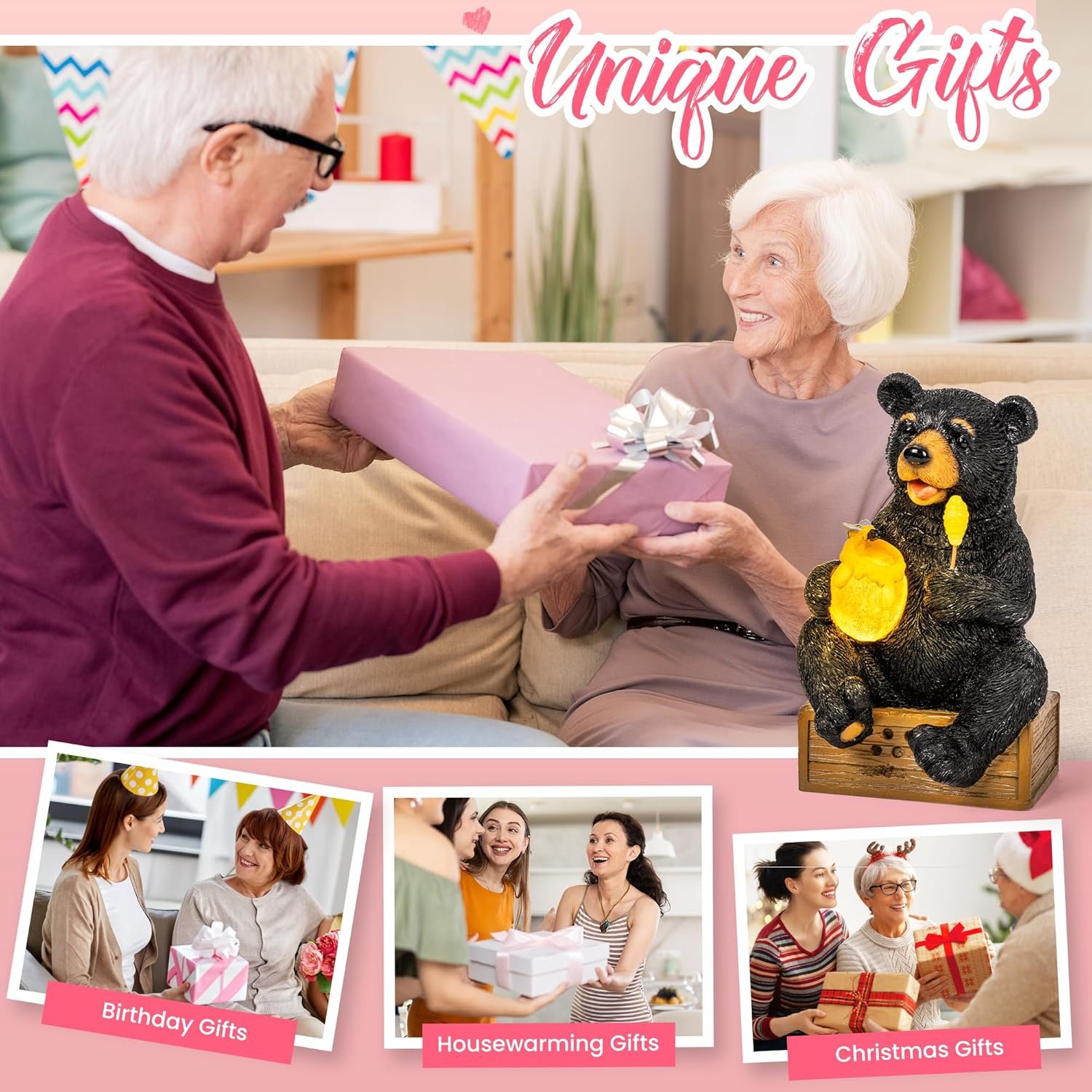 GIGALUMI Decoración solar para jardín, estatuas de elefante de riego al aire libre, regalos de cumpleaños para mujeres, mamá, abuela, anciano, adorno de elefante para balcón, jardín, patio, césped - Imagen 20