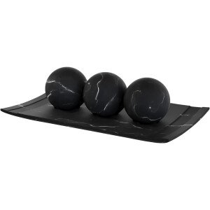 Creative Scents Juego de cuenco y orbe con aspecto de mármol negro, decoración de mesa auxiliar para sala de estar, decoración de mesa de centro de mesa para mesa de comedor, encimera de cocina,