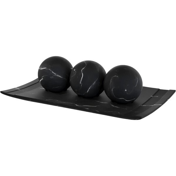 Creative Scents Juego de cuenco y orbe con aspecto de mármol negro, decoración de mesa auxiliar para sala de estar, decoración de mesa de centro de mesa para mesa de comedor, encimera de cocina,