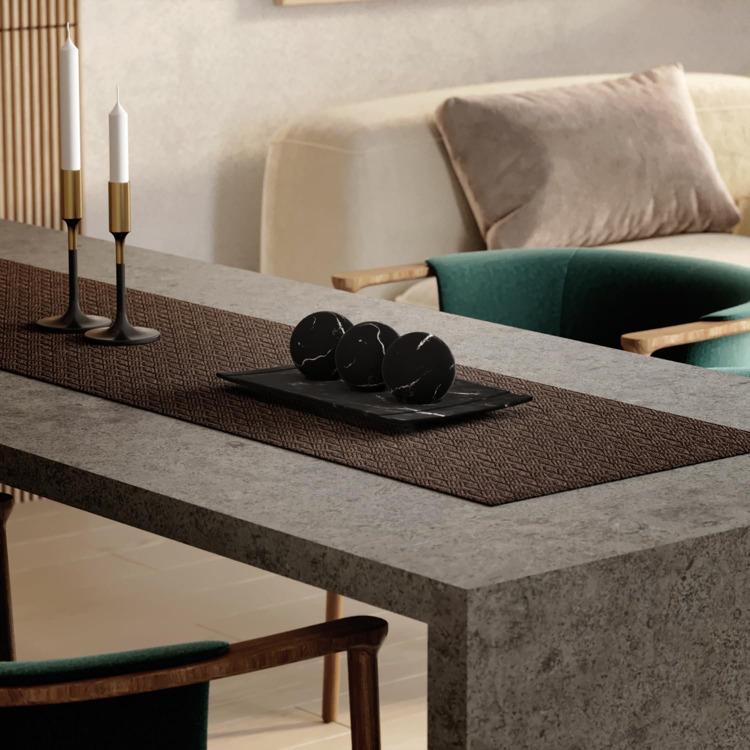 Creative Scents Juego de cuenco y orbe con aspecto de mármol negro, decoración de mesa auxiliar para sala de estar, decoración de mesa de centro de mesa para mesa de comedor, encimera de cocina, - Imagen 4