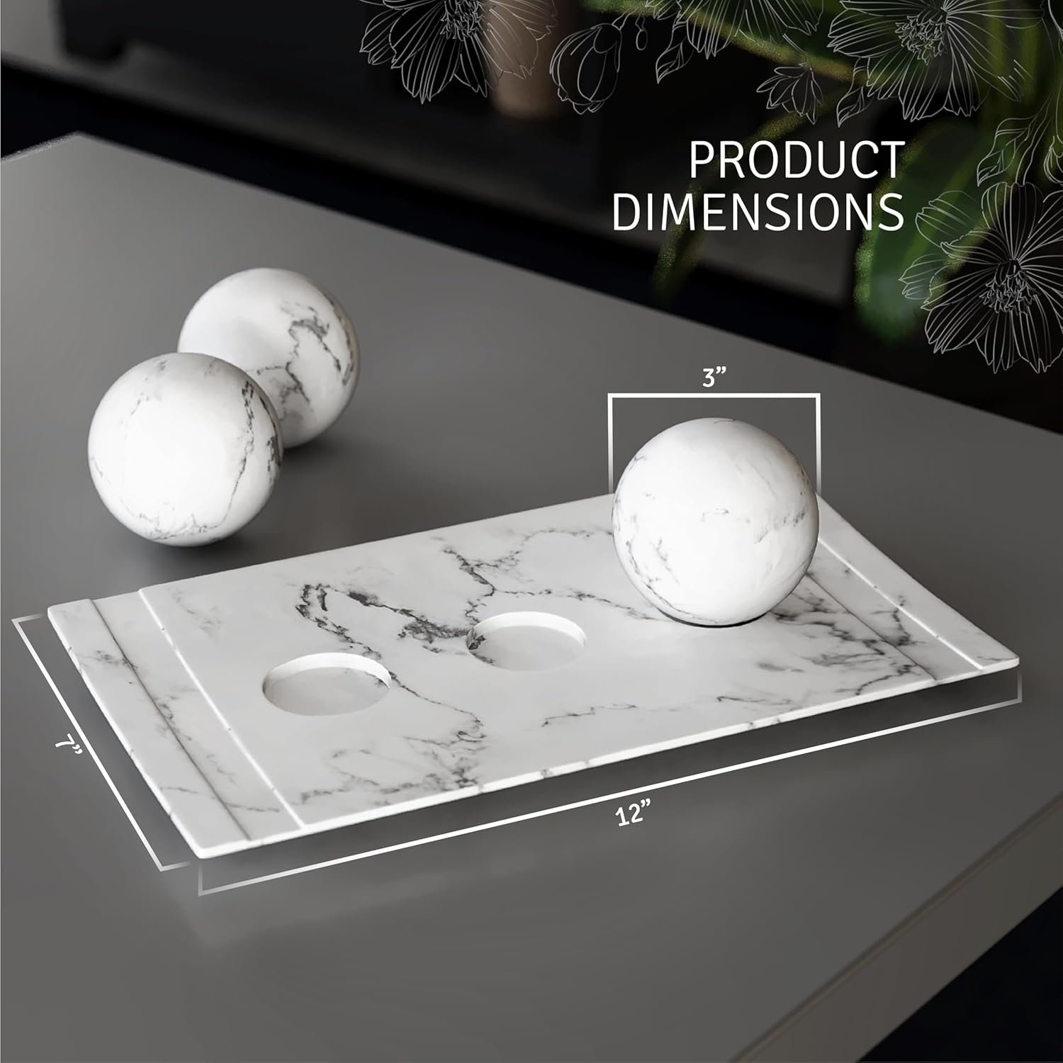 Creative Scents Juego de cuenco y orbe con aspecto de mármol negro, decoración de mesa auxiliar para sala de estar, decoración de mesa de centro de mesa para mesa de comedor, encimera de cocina, - Imagen 12