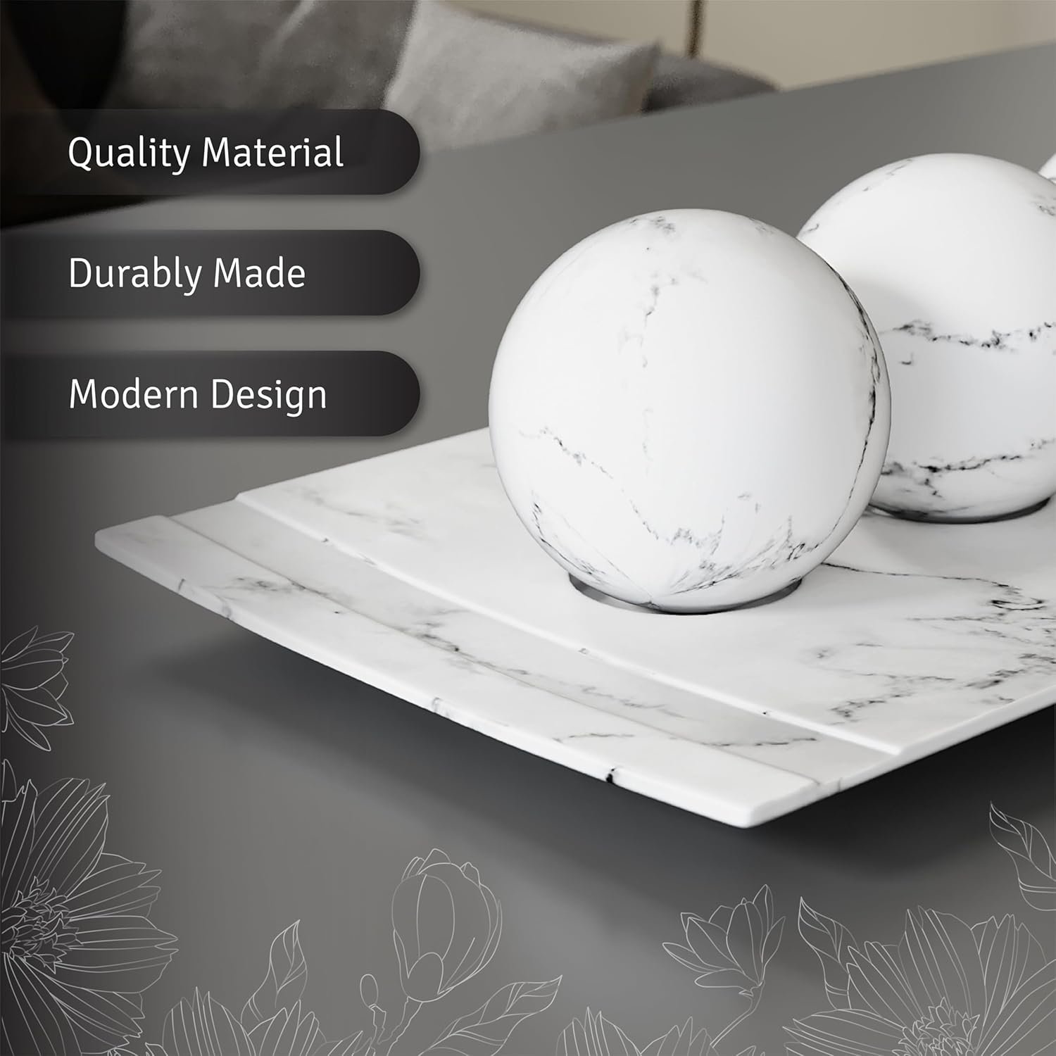 Creative Scents Juego de cuenco y orbe con aspecto de mármol negro, decoración de mesa auxiliar para sala de estar, decoración de mesa de centro de mesa para mesa de comedor, encimera de cocina, - Imagen 15