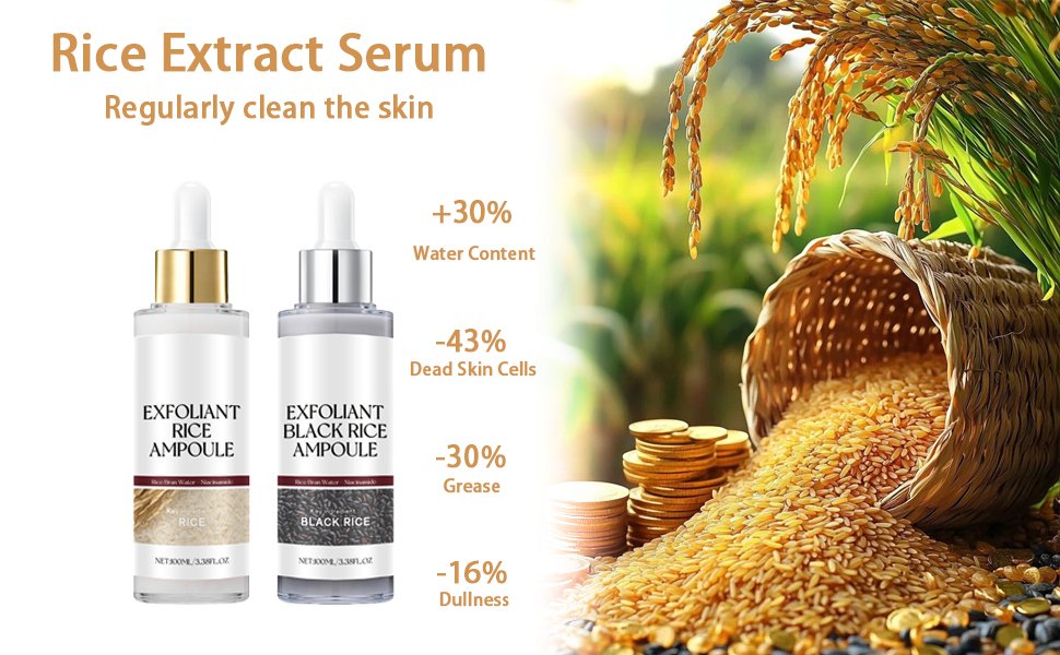 Peeling de arroz blanco y negro, nuevo arroz suave exfoliante facial y cuerpo
