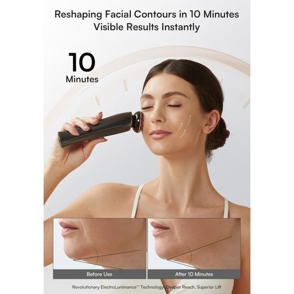 INIA Dispositivo facial de microcorriente, masajeador facial 3 en 1, terapia de luz roja para cara y cuello, dispositivo de brillo de verdadera belleza eficaz para arrugas e hinchazón - Imagen 7