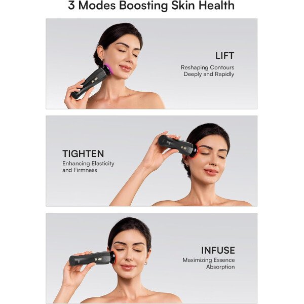 INIA Dispositivo facial de microcorriente, masajeador facial 3 en 1, terapia de luz roja para cara y cuello, dispositivo de brillo de verdadera belleza eficaz para arrugas e hinchazón - Imagen 8