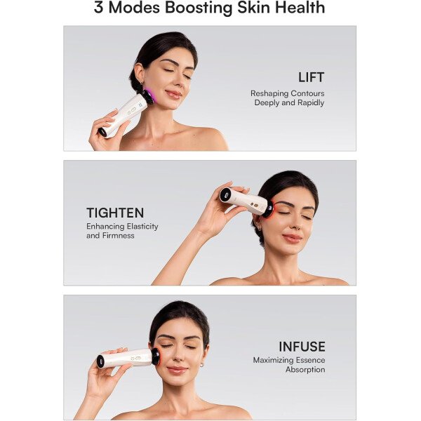 INIA Dispositivo facial de microcorriente, masajeador facial 3 en 1, terapia de luz roja para cara y cuello, dispositivo de brillo de verdadera belleza eficaz para arrugas e hinchazón - Imagen 15