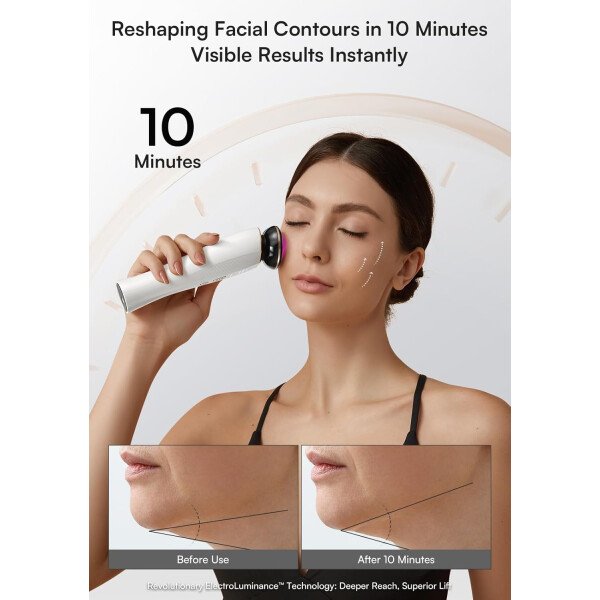 INIA Dispositivo facial de microcorriente, masajeador facial 3 en 1, terapia de luz roja para cara y cuello, dispositivo de brillo de verdadera belleza eficaz para arrugas e hinchazón - Imagen 16