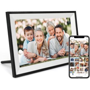 Marco de fotos digital de 10.1 pulgadas, WiFi, marco de fotos digital IPS HD, pantalla táctil, marco de fotos inteligente en la nube con almacenamiento de 32 GB, rotación automática, fácil