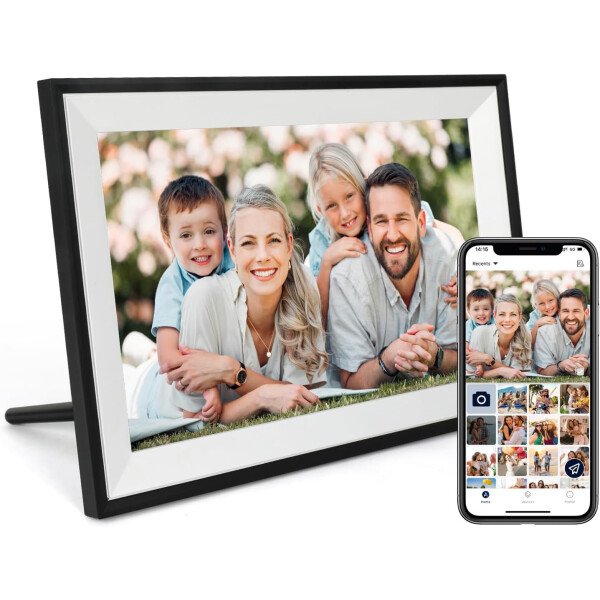 Marco de fotos digital de 10.1 pulgadas, WiFi, marco de fotos digital IPS HD, pantalla táctil, marco de fotos inteligente en la nube con almacenamiento de 32 GB, rotación automática, fácil
