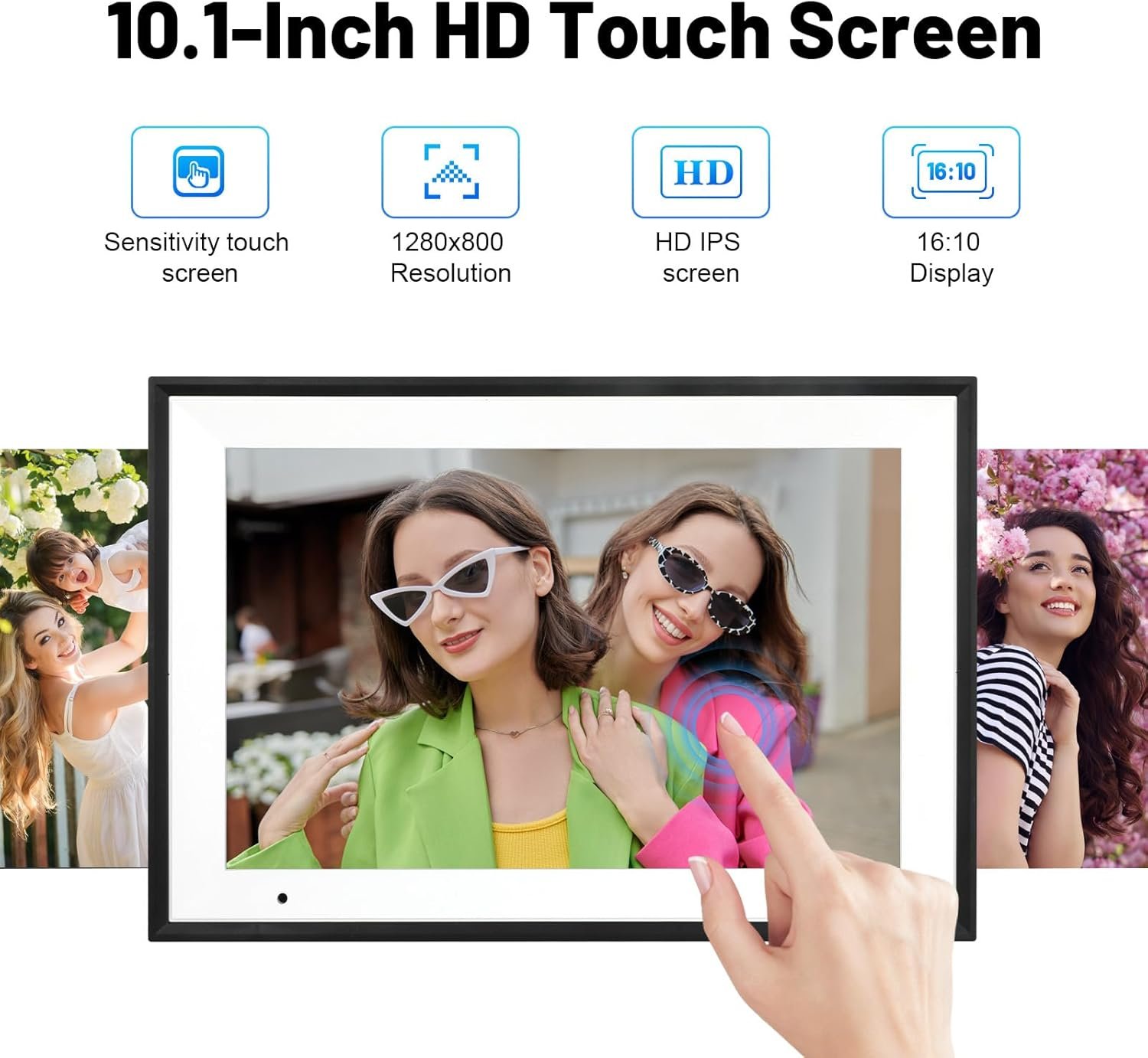 Marco de fotos digital de 10.1 pulgadas, WiFi, marco de fotos digital IPS HD, pantalla táctil, marco de fotos inteligente en la nube con almacenamiento de 32 GB, rotación automática, fácil - Imagen 3