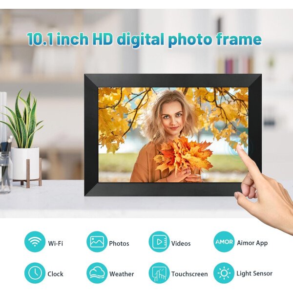 Marco de fotos digital de 10.1 pulgadas, WiFi, marco de fotos digital IPS HD, pantalla táctil, marco de fotos inteligente en la nube con almacenamiento de 32 GB, rotación automática, fácil - Imagen 25