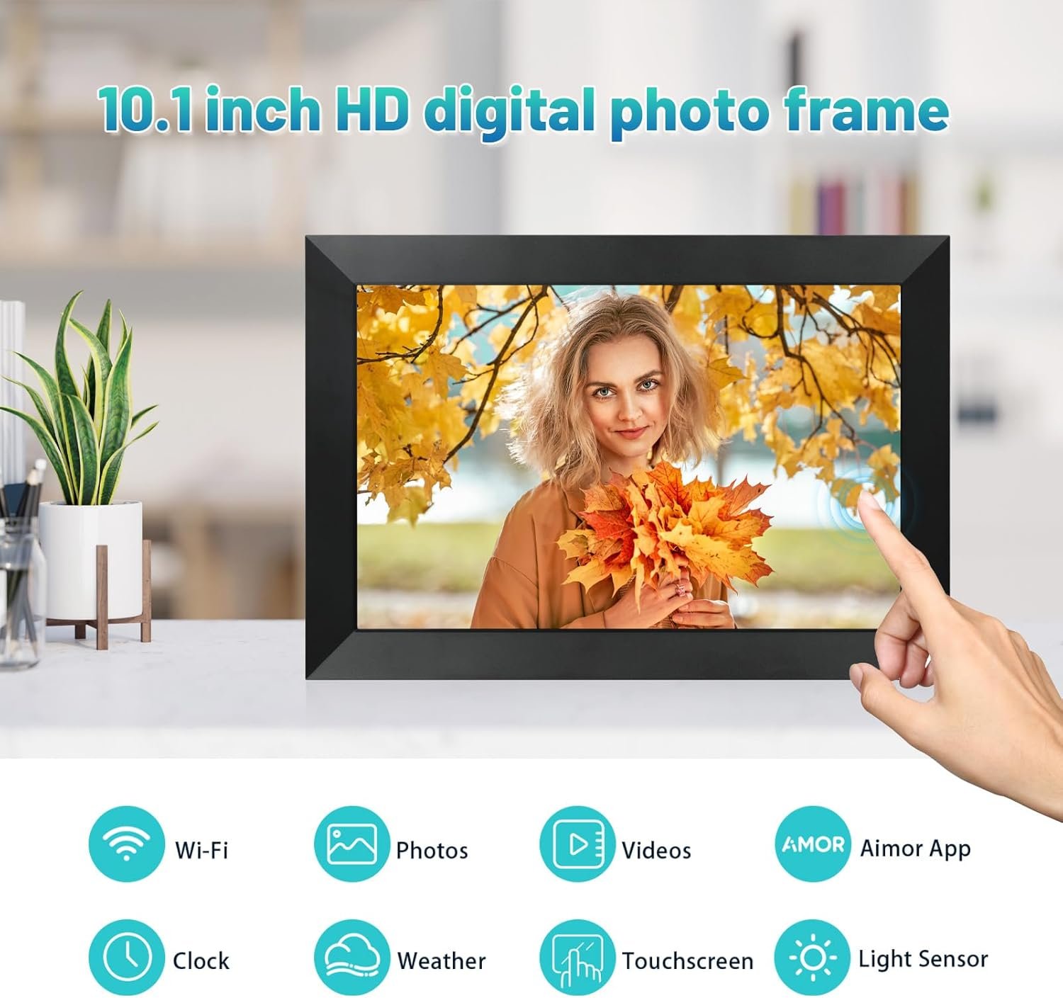 Marco de fotos digital de 10.1 pulgadas, WiFi, marco de fotos digital IPS HD, pantalla táctil, marco de fotos inteligente en la nube con almacenamiento de 32 GB, rotación automática, fácil - Imagen 25