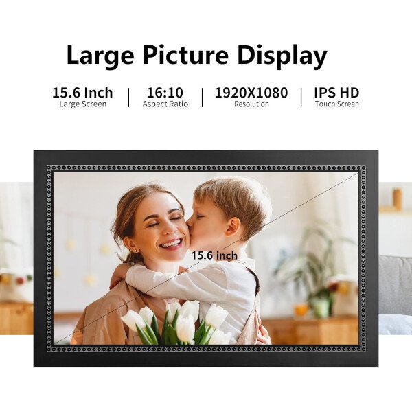 Marco de fotos digital de 10.1 pulgadas, WiFi, marco de fotos digital IPS HD, pantalla táctil, marco de fotos inteligente en la nube con almacenamiento de 32 GB, rotación automática, fácil - Imagen 35