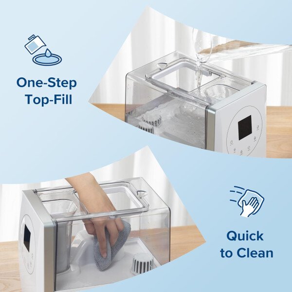 LEVOITHumidificadores para habitación de habitación grande de dormitorio, WiFi inteligente Control de Alexa, 6L Top Relleno fresco y fresco Niebla para toda la casa, aceite esencial, humedad personalizada, modo de suspensión, temporizador, ultra silencioso, blanco - Imagen 6