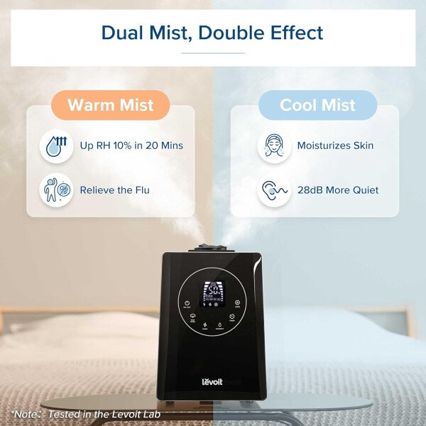 LEVOITHumidificadores para habitación de habitación grande de dormitorio, WiFi inteligente Control de Alexa, 6L Top Relleno fresco y fresco Niebla para toda la casa, aceite esencial, humedad personalizada, modo de suspensión, temporizador, ultra silencioso, blanco - Imagen 21